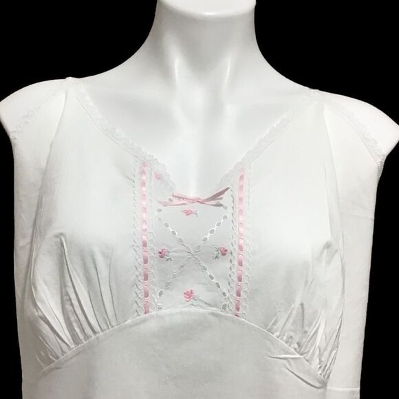 Velrose Vintage Dress Slip White Prairie Style Slip Dress Lingerie USA Made - Picture 1 of 8